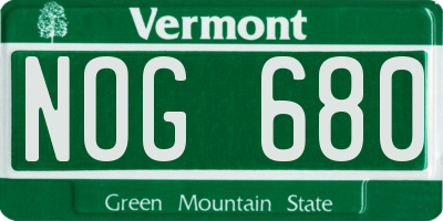 VT license plate NOG680