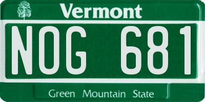 VT license plate NOG681