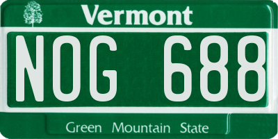 VT license plate NOG688