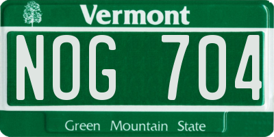 VT license plate NOG704