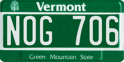 VT license plate NOG706