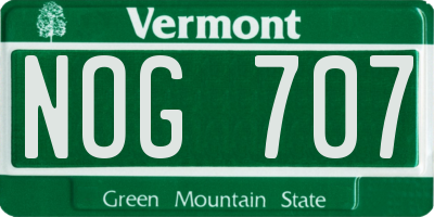 VT license plate NOG707