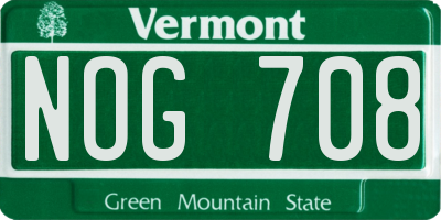 VT license plate NOG708