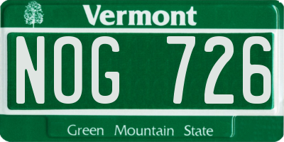 VT license plate NOG726