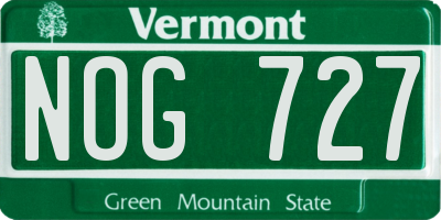 VT license plate NOG727