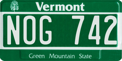 VT license plate NOG742