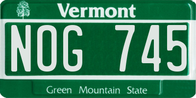 VT license plate NOG745
