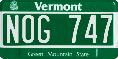 VT license plate NOG747
