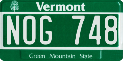 VT license plate NOG748