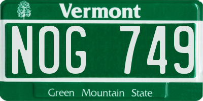 VT license plate NOG749