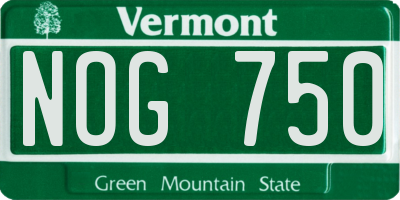 VT license plate NOG750