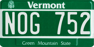 VT license plate NOG752
