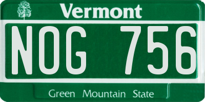 VT license plate NOG756