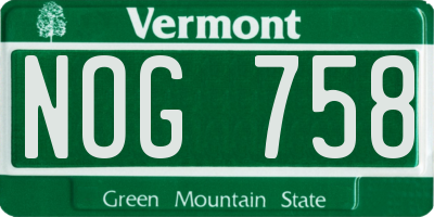 VT license plate NOG758