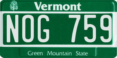 VT license plate NOG759