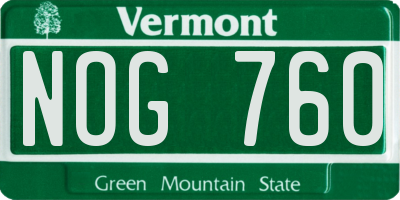 VT license plate NOG760