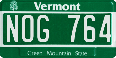 VT license plate NOG764