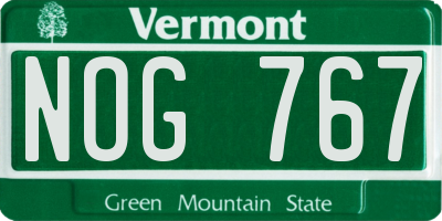 VT license plate NOG767