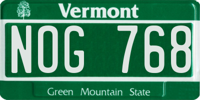 VT license plate NOG768