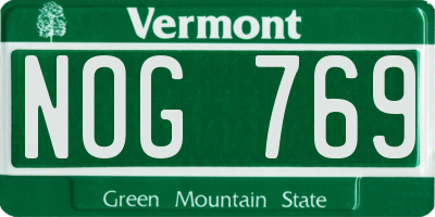 VT license plate NOG769