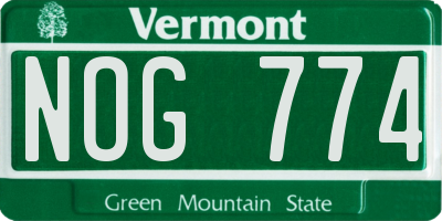 VT license plate NOG774