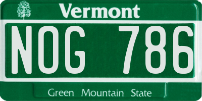 VT license plate NOG786