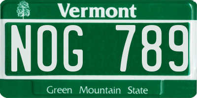 VT license plate NOG789