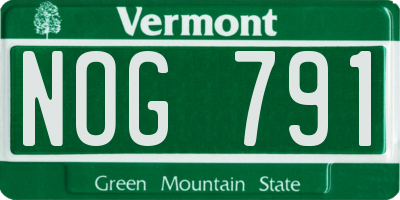 VT license plate NOG791
