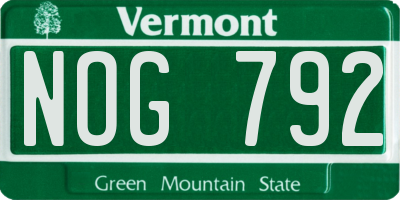 VT license plate NOG792