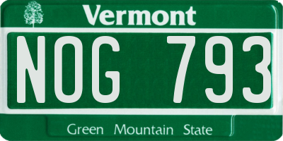 VT license plate NOG793