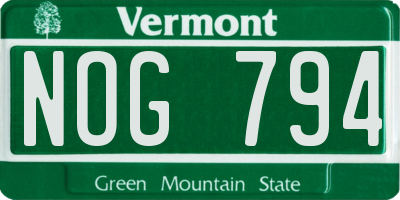 VT license plate NOG794