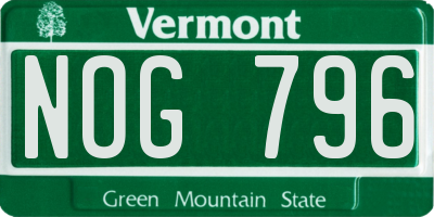 VT license plate NOG796