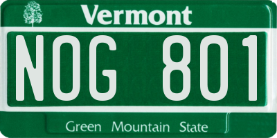 VT license plate NOG801
