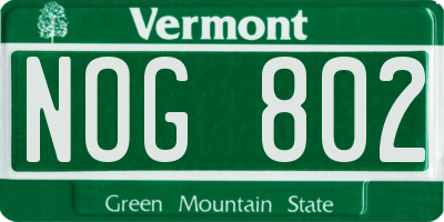 VT license plate NOG802