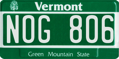 VT license plate NOG806