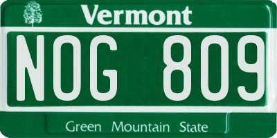 VT license plate NOG809