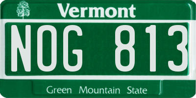 VT license plate NOG813