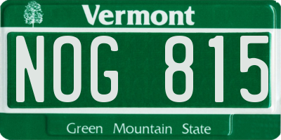 VT license plate NOG815