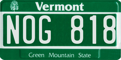 VT license plate NOG818