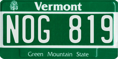 VT license plate NOG819