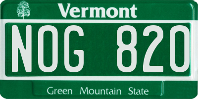 VT license plate NOG820
