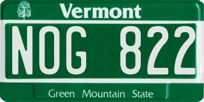 VT license plate NOG822