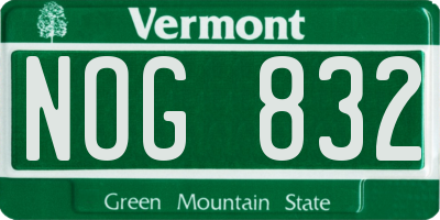 VT license plate NOG832