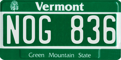 VT license plate NOG836