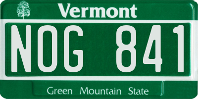 VT license plate NOG841