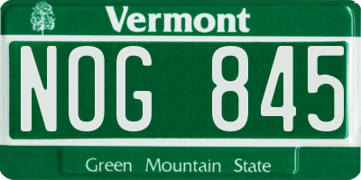 VT license plate NOG845