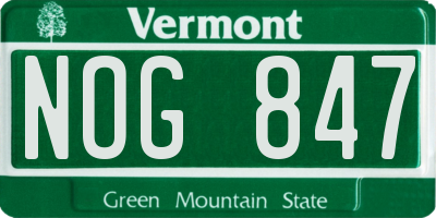 VT license plate NOG847
