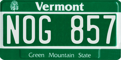 VT license plate NOG857
