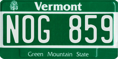 VT license plate NOG859