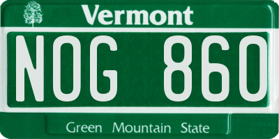 VT license plate NOG860